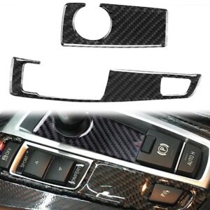 2x Carbon Fiber Interior Gear Shift Box Panel Trim For BMW 5 Series F10 11-2017