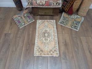 Tappeto di lana, tappeto turco, tappeto da ingresso, tappeto vintage, tappeto fatto a mano, 1,5 x 2,9 piedi - Foto 1 di 10
