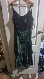 City Chic womens wrap dress green Black floral print M, - Picture 1 of 3