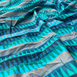 Ethnic Blue Triangles Fabric Spandex Stretch 60" Wide by Yard for Swimwear - Picture 1 of 8