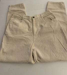 Talbots Women Size 14 Average Cream High Waist Tapered Leg Warm Corduroy Pants - Picture 1 of 6