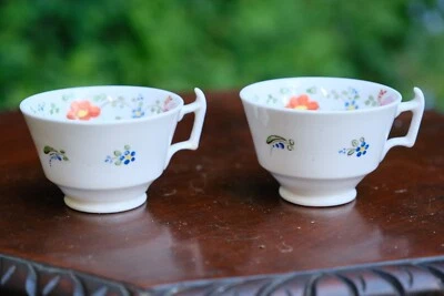 Vintage Hand Painted Floral Bone China Tea Cups x2 – 1940s-60s Cottagecore Style - Image 1 of 4