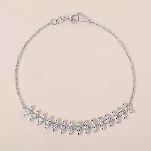 Certified 14K Gold 1ct Natural Diamond Fringe Spike Link Chain Bracelet - Imagen 1 de 8
