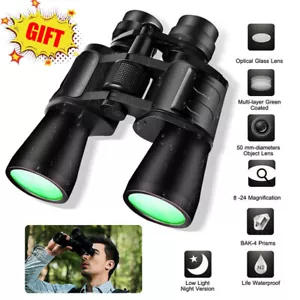 180x100 Military Zoom Powerful Binoculars Day/Low Night Optics Hunting with Case - Picture 1 of 15