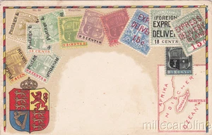 * ZIEHER - MAURITIUS - Illustration with Stamps, Map and Coat of Arms (Relief) - Photo 1 sur 1