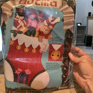 Vintage Bucilla Jumbo Felt Stocking Kit 28” 82913 Chock Full of Toys 1991 NEW - Picture 1 of 8