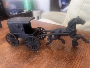 Gusseisen Vintage Amish Buggy und Pferdekutsche schwarz B99 - Bild 1 von 3