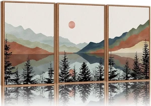 Tinonedraw Boho Mountain Canvas Wall Art Set 16"x24" Pino Nero #R031 - Foto 1 di 5