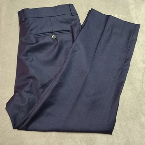 Jos. A. Pantalones de vestir Bank 100 % lana para hombre 38x27 azul marino frente plano clásico profesión - Imagen 1 de 11