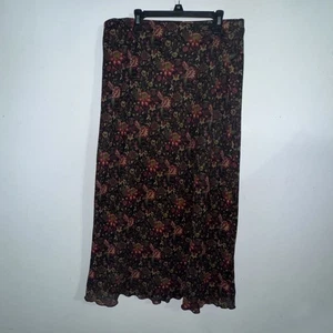 Vintage Kathie Lee 90er Y2K schwarz rot Blumen elastisch Midirock Gr. 14 Grunge launisch - Bild 1 von 6