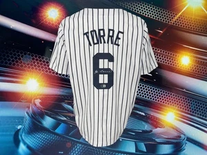 JOE TORRE AUTOGRAPHED CUSTOM NEW YORK YANKEES PINSTRIPE JERSEY COA BECKETT - Picture 1 of 4
