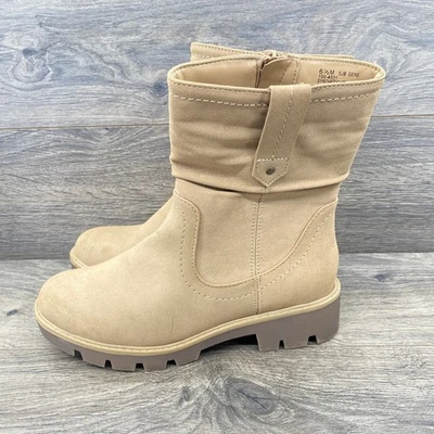 St Johns Bay Gene Women Tan Suede  Booties Side Zip Lug Sole M 6.5 - Image 1 of 4