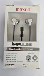 Maxell Impulse Wired Earbuds With Mic Extreme Bass Angled Secure Fit MA122019 - Picture 1 of 4