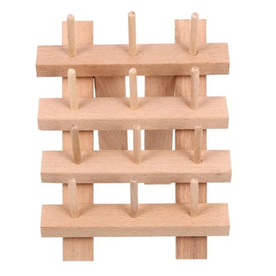 12-reel Wooden Thread Stand Holder Rack Sewing Embroidery Storage Organizer - Image 1 of 4