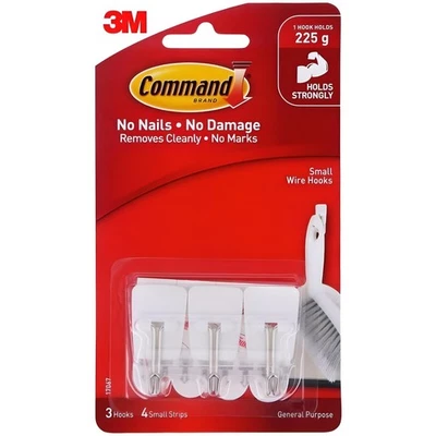 Command Small Wire Hooks 3 Pack 4 Strips Damage Free Hanging Utensil Hanger - Image 1 of 4