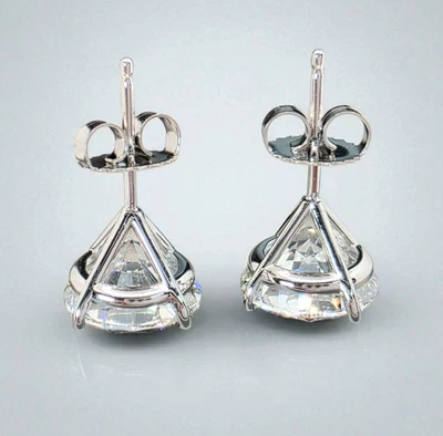 4.00 Ct E VS1 Round Lab Grown Martini Diamond Studs 14k Gold IGI Certified - Image 1 of 4