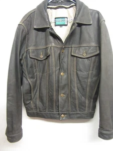 VINTAGE WINCH LEATHER TRUCKER MOTORCYCLE JACKET SIZE 44/46 - Picture 1 of 18