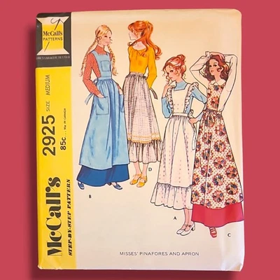 2925 Vintage McCalls SEWING Pattern Misses 1970s Pinafores Aprons Medium Uncut - Image 1 of 2