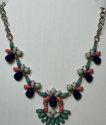 J. Crew золотистый многоцветный со стразами заявление нагрудник ожерелье, 18» с 2» Ext - Изображение 1 из 4