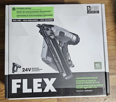 Novo! Pregador FLEX 2-1/2" calibre 15 acabamento angular sem fio FX4311B-Z, somente ferramenta - Imagem 1 de 2
