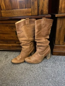 Cowboy Boots Women Size 6 Tan - Picture 1 of 9