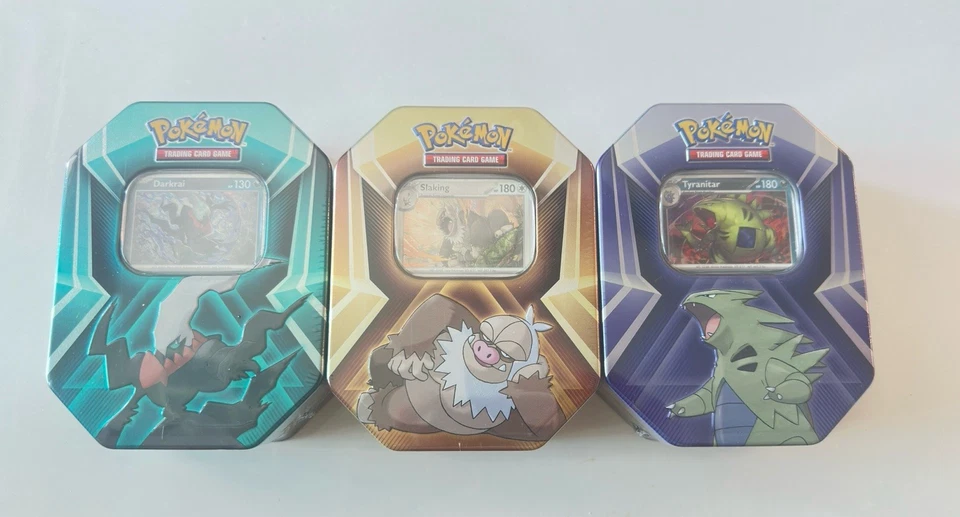 Pokemon TCG  Slaking,Tyranitar & Darkrai - Lot Of 3 New Sealed Collectors Tins - Image 1 of 4