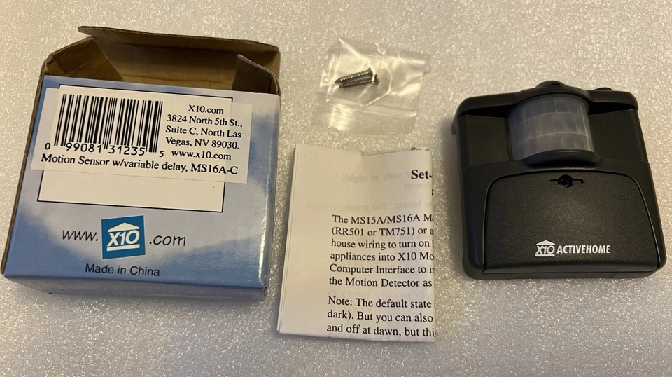Sensor de movimiento X10 MS16A-C con retardo variable nuevo en caja GRIS NEGRO Foto 1 de 1