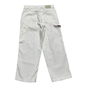 Vintage Y2K Tommy Hilfiger Carpenter Capri Pants Women’s Size 4 White Cropped - Picture 1 of 8