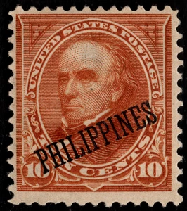 Philippines Stamp Scott #217A Mint F-VF - 10 Cents Orange Brown Daniel Webster - Picture 1 of 1