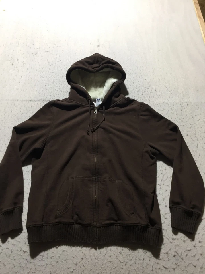 Sudadera Gap Cremallera Completa Para Mujer XL Marrón Bolsillos Imitación Piel Forrada Capucha Foto 1 de 4