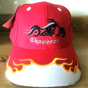 Choppers Sombrero Ajustable Rojo con Llamas Bordado Adulto Gorra Moto NUEVO - Imagen 1 de 11