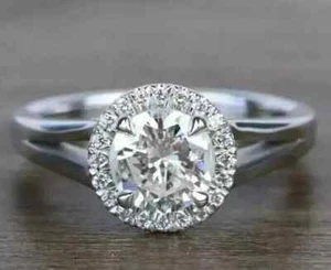 2.10Ct Round Lab Grown IGI Certified Diamond Engagement Ring 14K White Gold - Picture 1 of 5