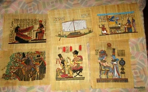 Lote 7 Pinturas Egipcias Vintage Surtidas Delta Papiro + Certificación de Fábrica - Imagen 1 de 9