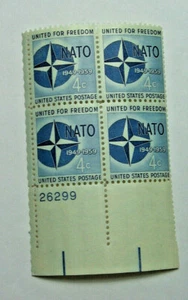 1959 NATO  - United for Freedom 4 Cent U.S. Block of 4 Stamps - Picture 1 of 1
