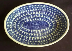 "Boleslawiec ceramica polacca grande gres profondo da servire ciotola ovale 11"" x 7,5" - Foto 1 di 12
