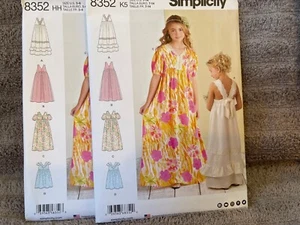 Patrón Simplicity 8352 Niñas Cottagecore ~ Vestidos Boho 2 Longitudes con Variaciones - Imagen 1 de 4