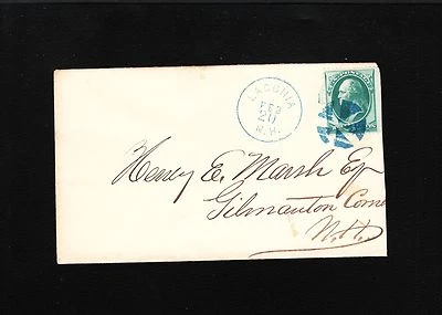 BLUE FANCY CANCEL Laconia NH Triangles Cover - H Marsh Gilmanton Corner NH 9u - Image 1 of 3