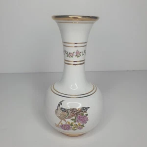 Vintage NEOFITOU Greek Ceramic Vase White and 24K Gold Hand Painted Peacock - Picture 1 of 20