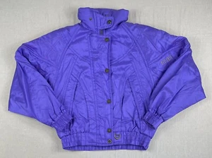 Vintage 80s 90s Descente Bomber Ski Jacket Retro Women's Sz 6 Coat Purple Snow - Picture 1 of 11
