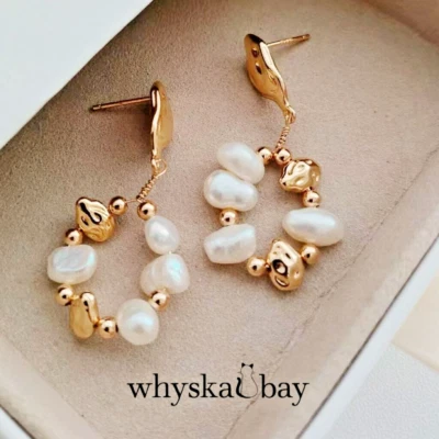 Whyskabay Dangle/Drop Earrings with Natural Artist Baroque Pearl: 18K Gold - image 1 of 4