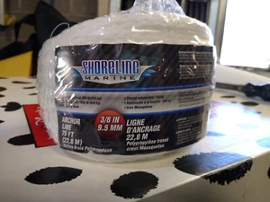 Shoreline Marine 75 Foot White Anchor Line 3/8" Hollow Braid Polypropylene #9 - Bild 1 von 5