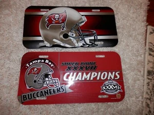 Tampa Bay Buccaneers license plate lot (2) 2003 XXXVII Champions VTG NEW NFL - Picture 1 of 6