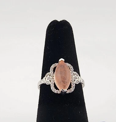 全新带标签 'Scrolls of Sparkle' 正品 Carnelian 镀铑戒指 - 尺寸 6 — 第 1/4 张图片