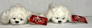 2 Russ Berrie Muffin Jr. Bichon Frise Puppy Dog Plush 6" Item4239 Stuffed Animal