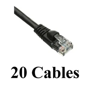 Paquete de 20 cables 14 pies Cat5e negro RJ45 cable de conexión de red Ethernet de arranque - Imagen 1 de 5