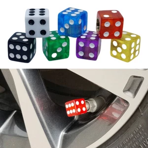4 pcs/8pcs Plastic Clear Dice Tire Stem Valve Caps Car Wheel Air Dust Cap Cover - Picture 1 of 16