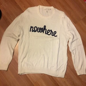 H&M Off White/cream Colored Mens Size XLarge Pullover Sweater “nowhere” - Picture 1 of 9