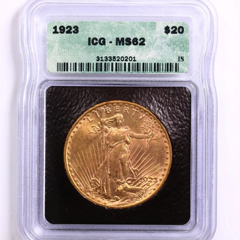 1923 St Gaudens $20 ICG Certified MS62 Cover