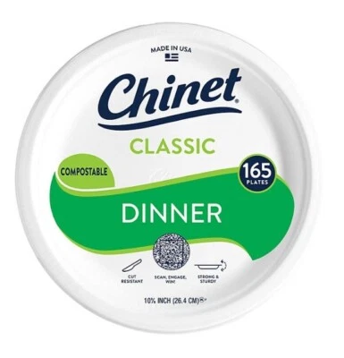 Chinet Classic Dinner Paper Plates, 10.375", 165 ct.