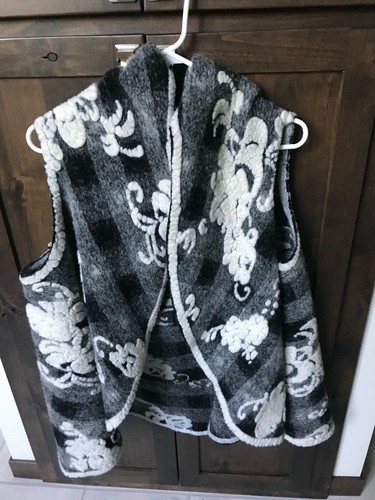 OFF WHITE (J) Nuovo con etichette! Look By M Giubbotto donna lana scialle scialle giacca taglia unica grigio bianco sporco